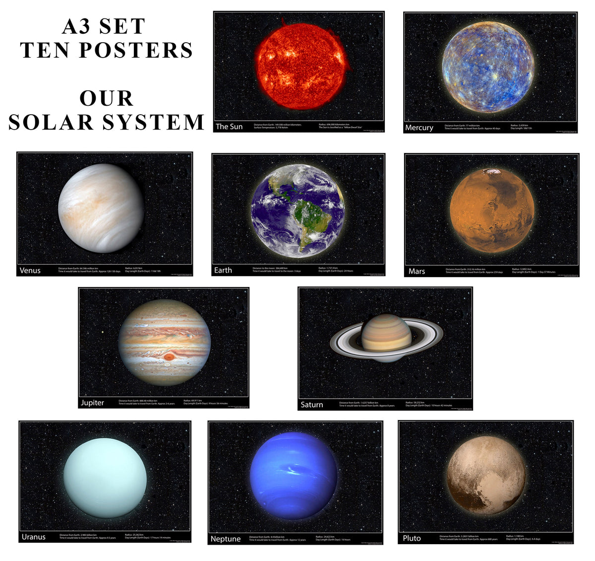 solar system planets size and color