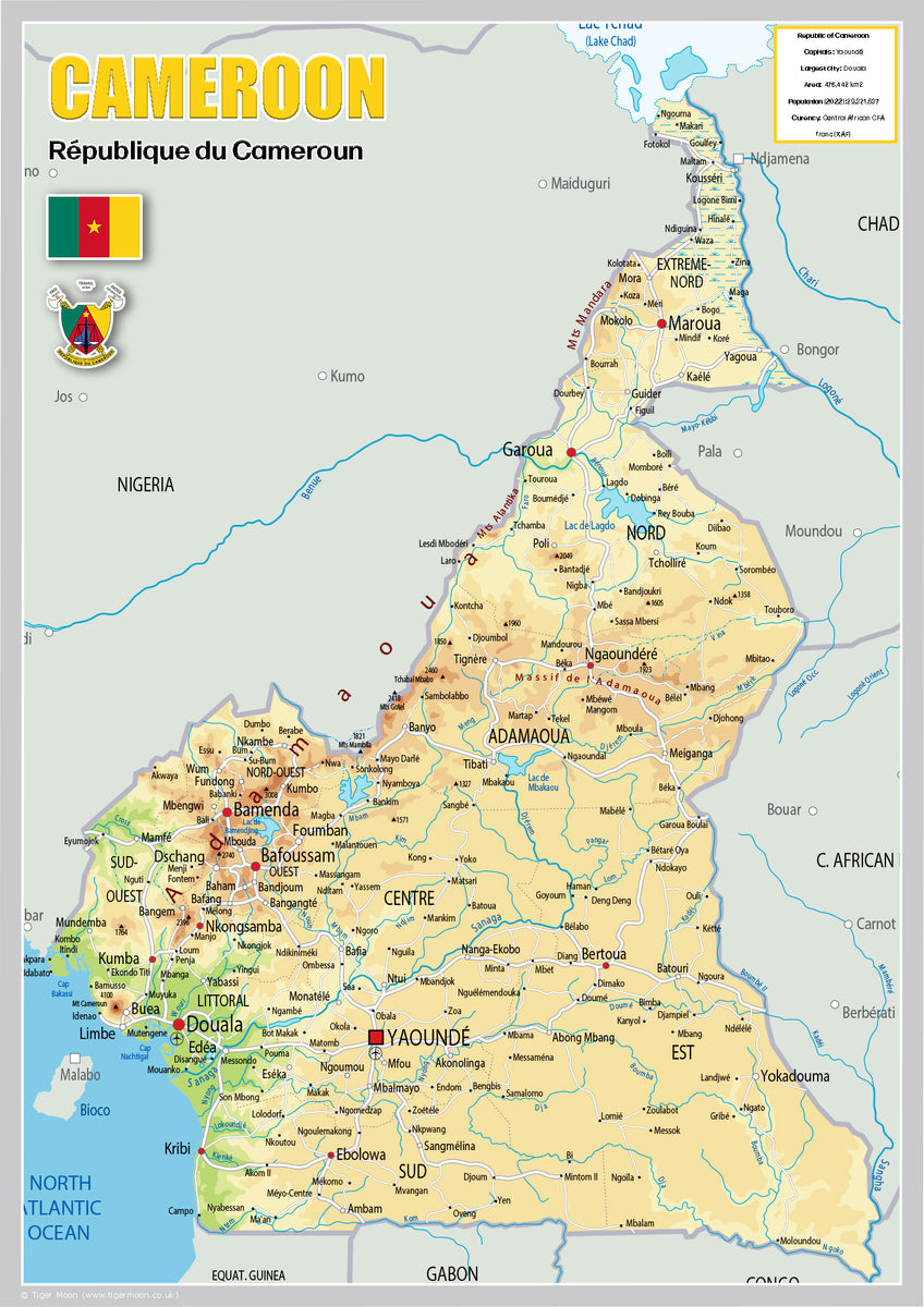 Physical Map of Cameroon (OC) – Tiger Moon