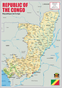 Physical Map of Republic of the Congo (OC)