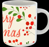 Merry Christmas mug - Red Berry Design