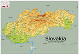 Physical Map of Slovakia - The Oxford Collection - Paper Laminated