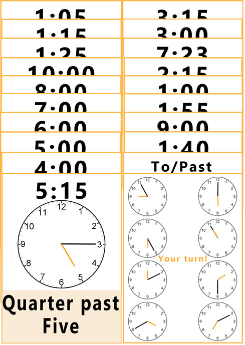 Telling the time Flashcards - A5