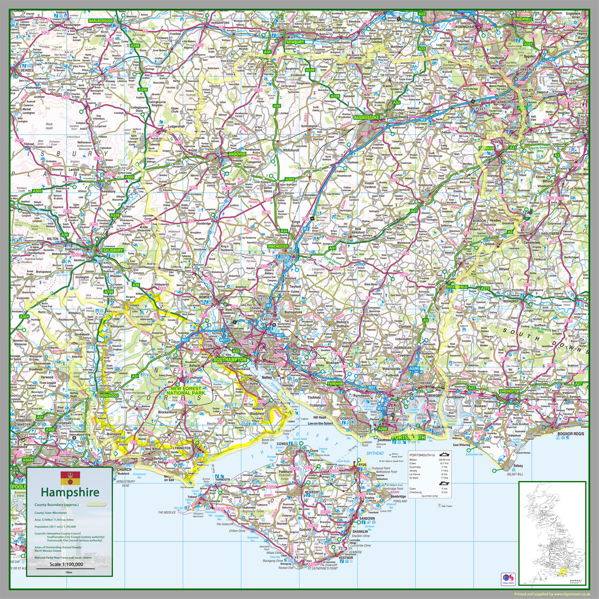 Hampshire County Map – Tiger Moon