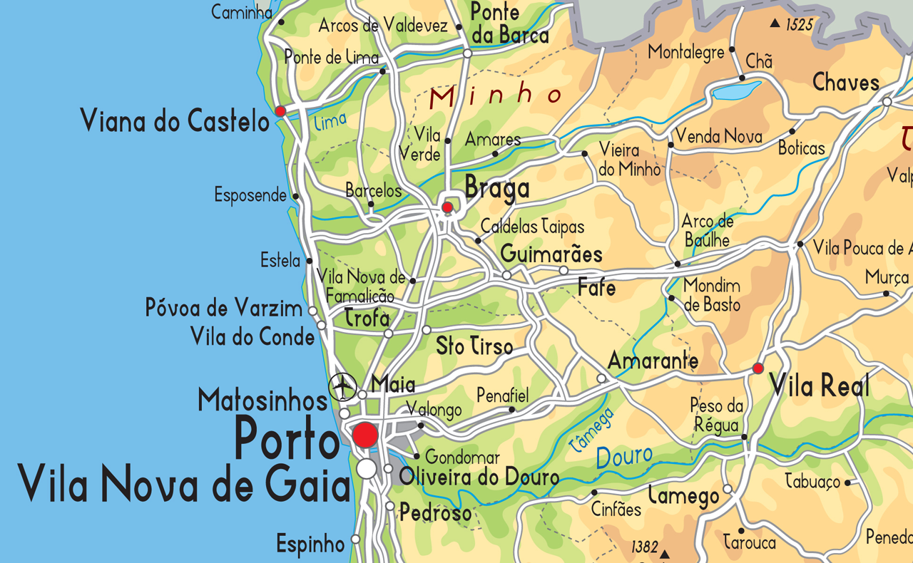 Physical Location Map of Algarve